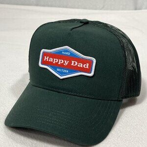 Happy Dad Trucker Hat Green Snapback Embroidered Patch Mesh